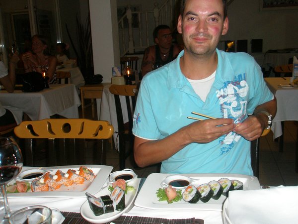 Simon and a lot of sushi