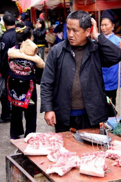 It was a pig, now it is meat at the market