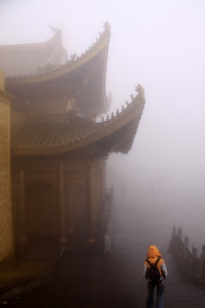 Foggy view of the Golden Temple