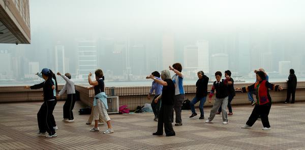 Gym outside and Tai Chi near the waterfront
