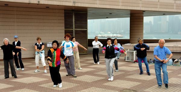 Gym outside and Tai Chi near the waterfront