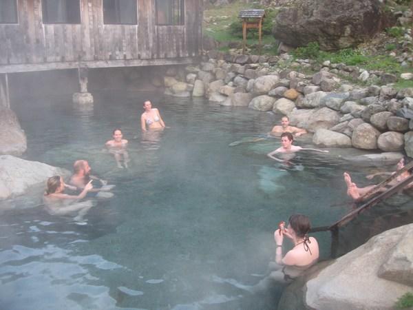 The 9 of us chilling in thermal spring