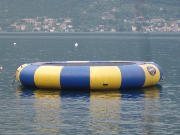 water trampoline at our hotel in Lezzeno