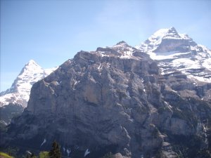 view of jungfrau and eiger from trail