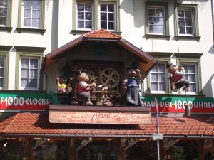 giant moving bears at a clock store in triberg