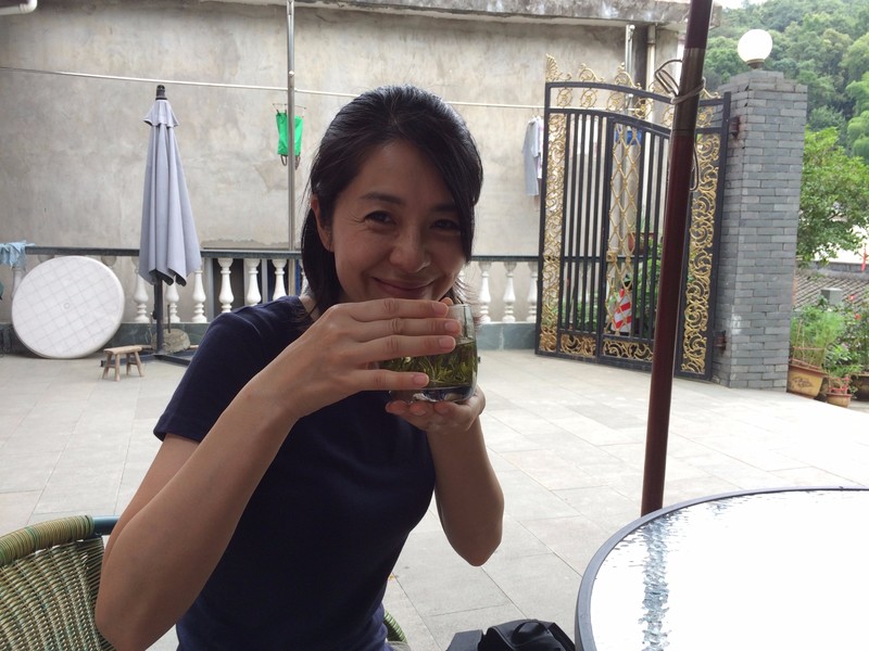 Drinking LongJing tea in LongJing village.