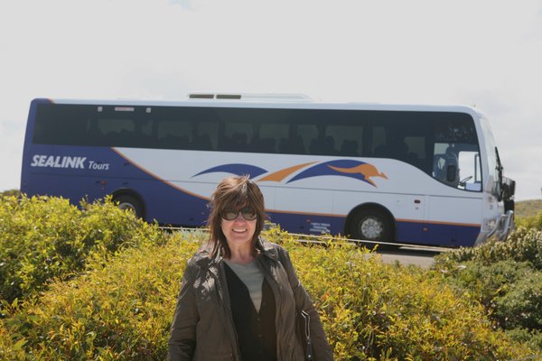 Tracy and our tour bus