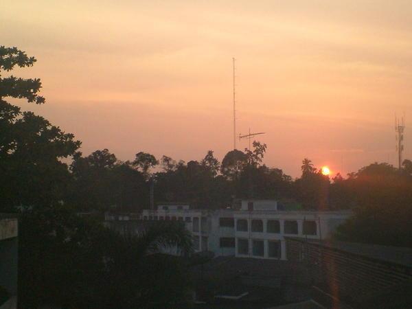 the sunset from out guesthouse tonight... we have balcony!