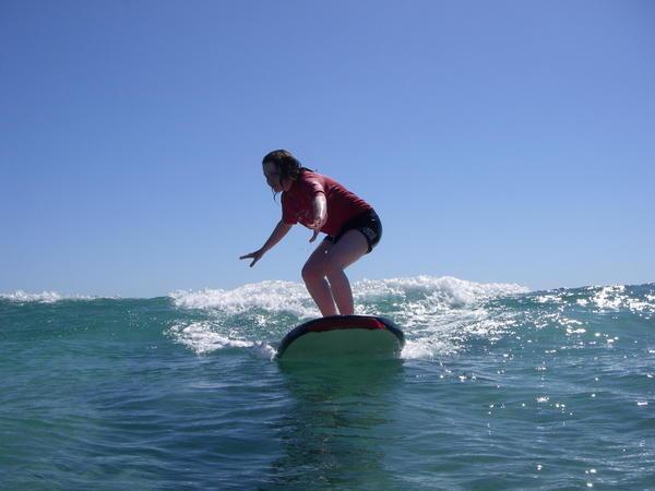 me trying to surf... he took it at the start of the first lesson though! That's my excuse