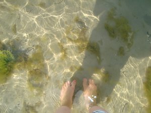Toes in the water and sand, ah. Love.