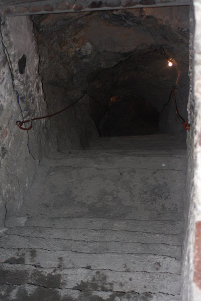 Descent into a silver mine shaft