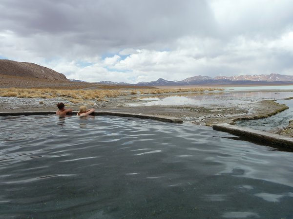 Salt Flats Tour, Day 2,Ida and Lucy in Hot Spring