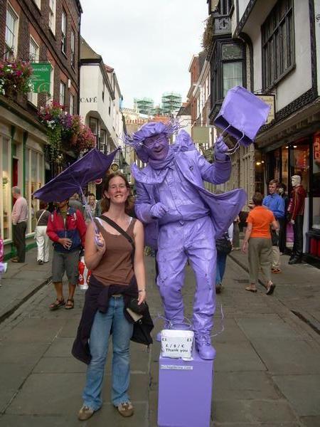 Stacey and the purple man in York