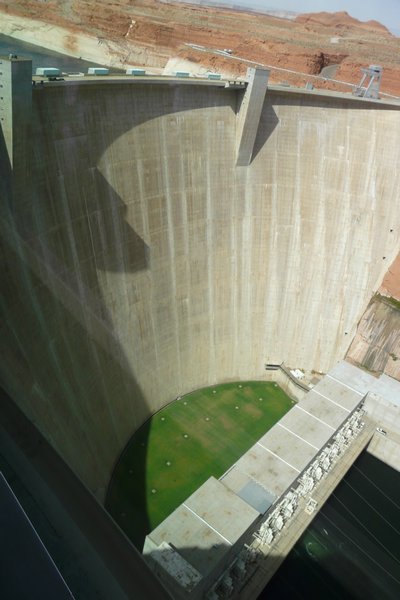 Looking down on dam