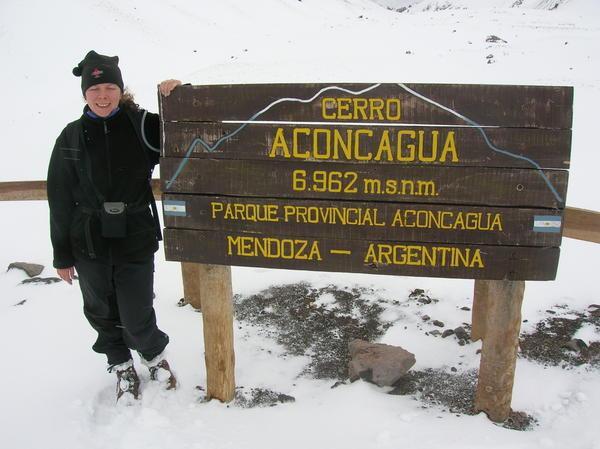 Anne on top of Aconcagua