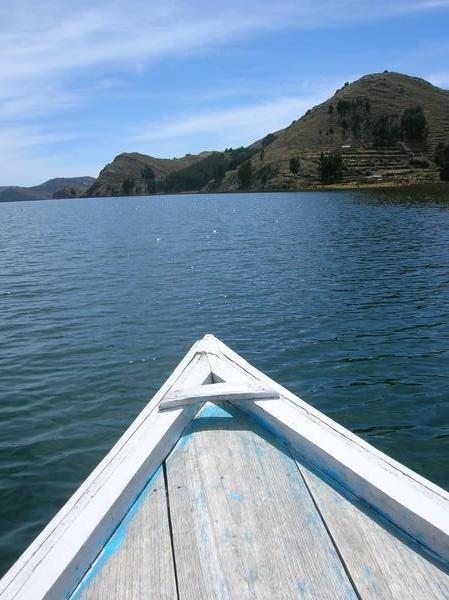 Being rowed over to the Isla del Sol