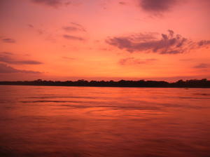 Firey sunsets over the mighty Amazon
