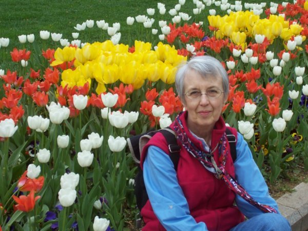 Nancy among the tulips