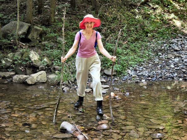 Nancy crossing the South Fork of the Shenandoah River 