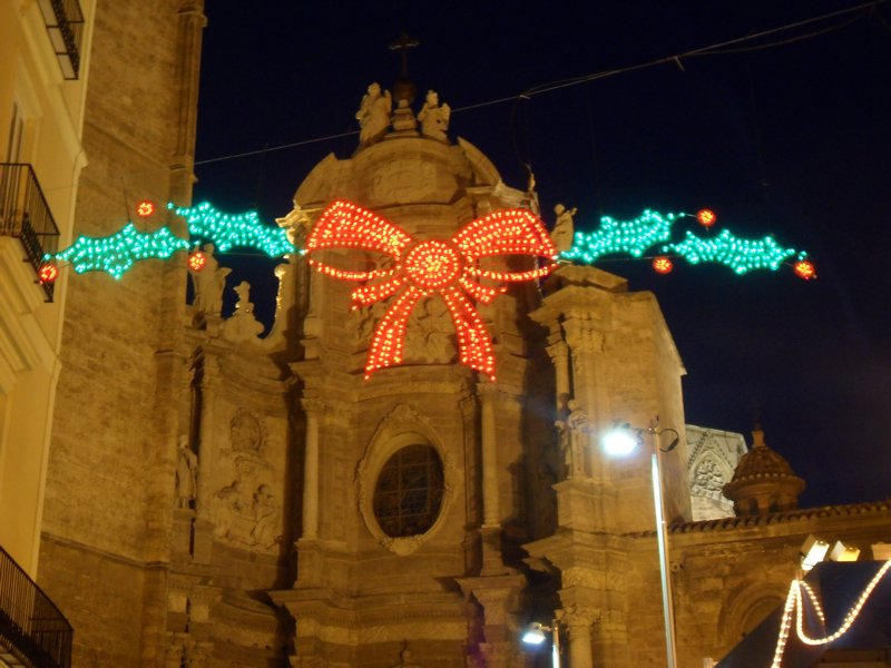 Street decoration in front of the cathedral.