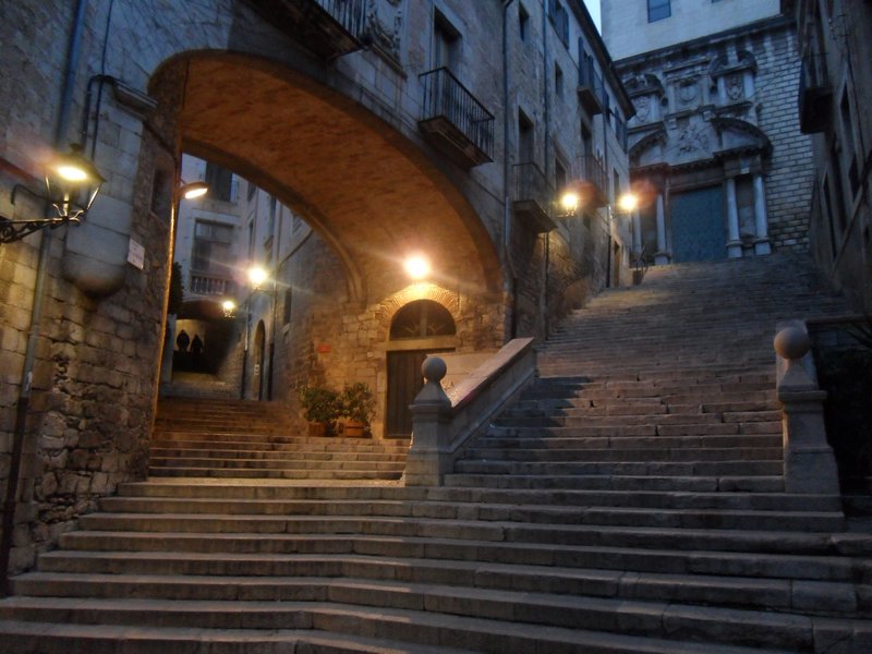 Medieval steps at night