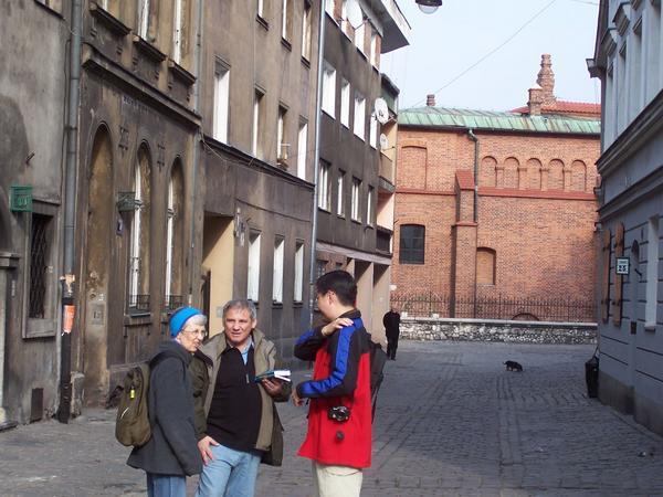 Nancy with two people we met on the tour to Auschwitz.