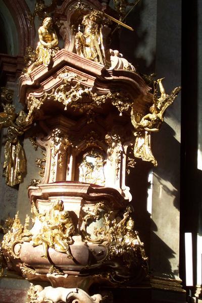 The pulpit in the Church of St. Nicnolas.
