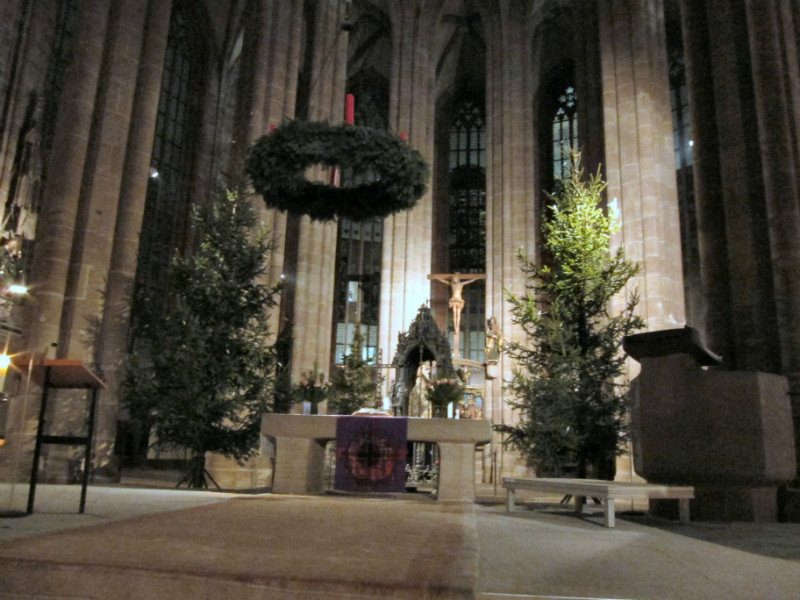 Advent wreath & tree in church