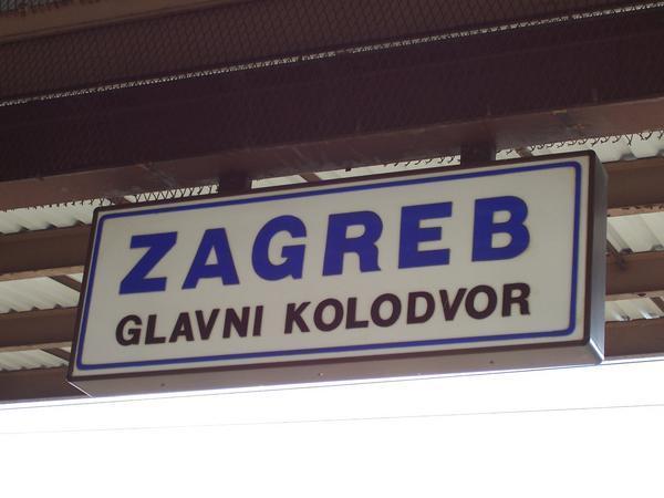 Zagreb sign at the railway station