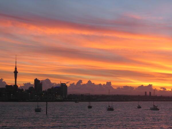 sunset in Auckland
