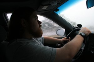 Driving in a downpour through the Blue Ridge Mountains