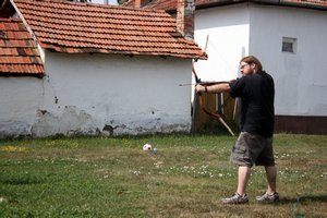 Practicing with the horsebow