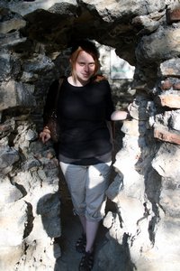Kristen in remains of 14th century Franciscan friary