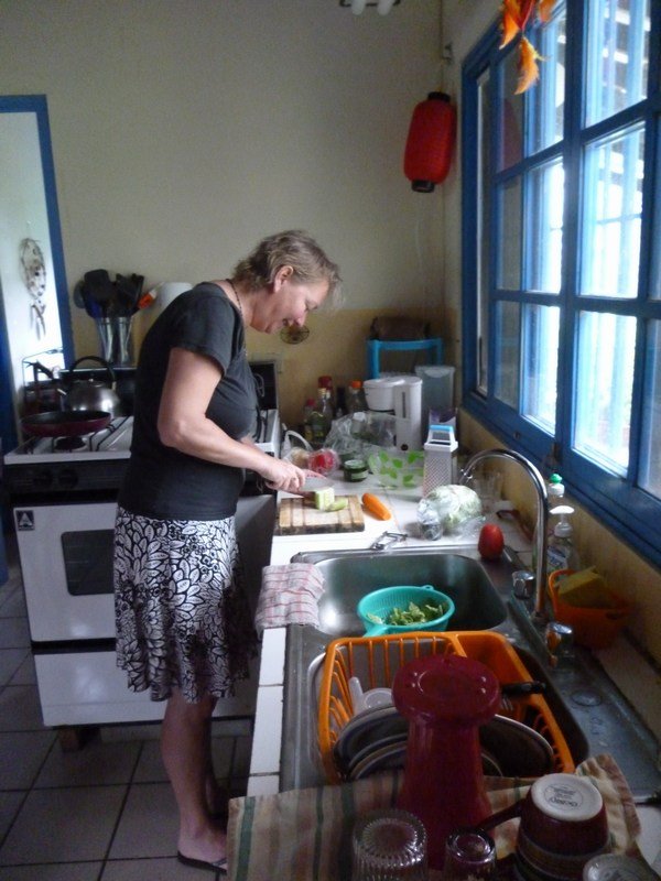 12. cooking in our tiny kitchen