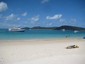 Whitehaven beach, our boat