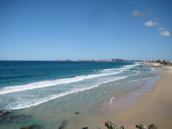 Looking along the beach to Coolangatta and Greenmount Beach
