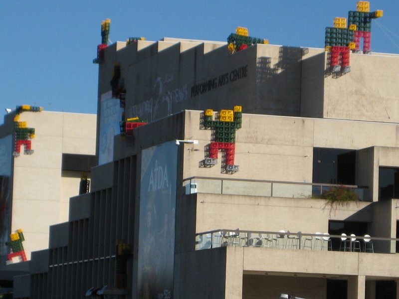 Lego men over the Performing Arts Centre