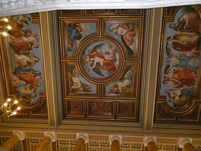 The magnificent ceiling just over the entry stairs