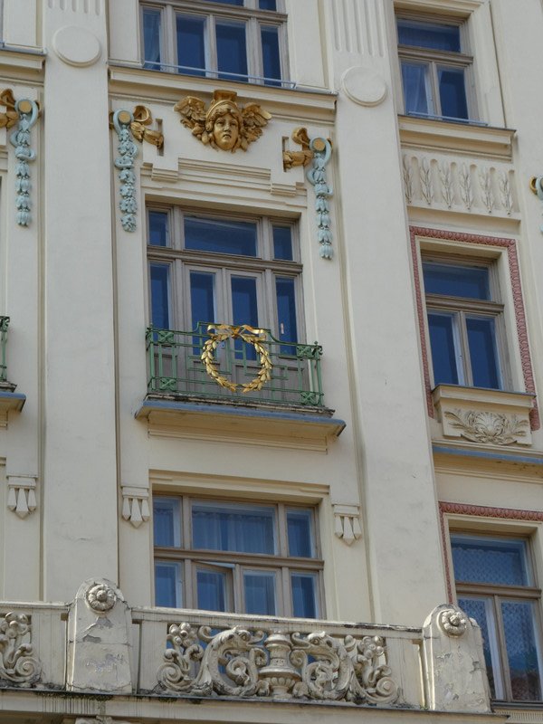 Detail of a window area on the previous building