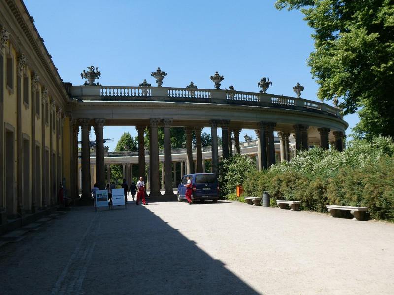 Circular terrace and ballustrade at the front of Sanssouci.