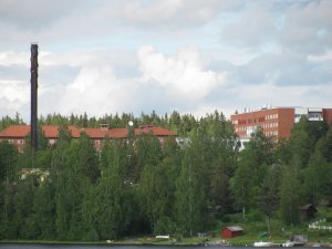 View of the hospital from across the rive