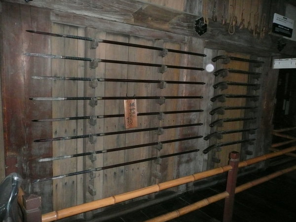 One of the many sword and gun racks throughout the castle