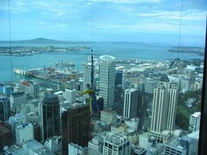 view from sky tower and bungee jumper