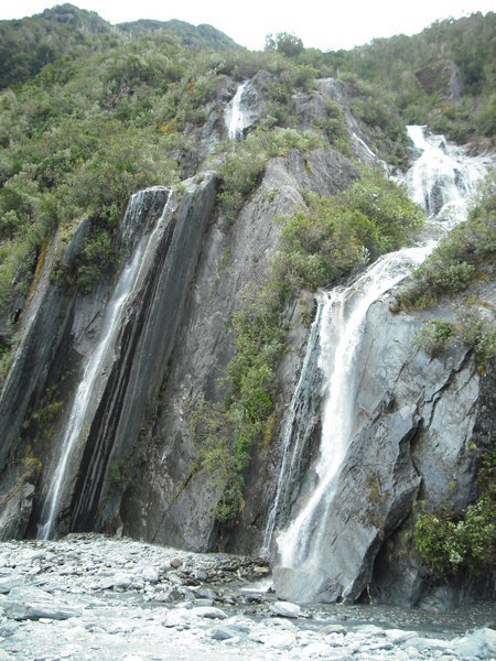 Waterfalls next to Franz Josef Glacier