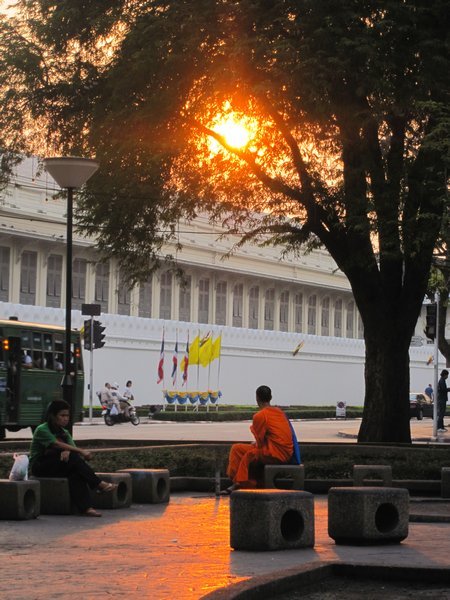 A monk in front of the Royal Palace