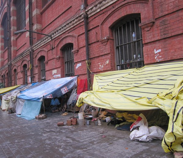 People living in the street.