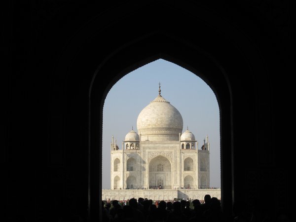 The Taj Mahal seen through the south gate