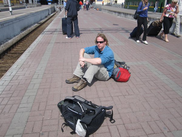 Waiting for our last train in Russia