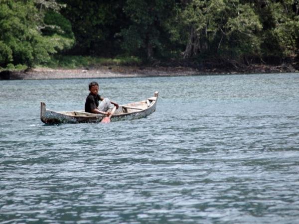 Boy in a canoe