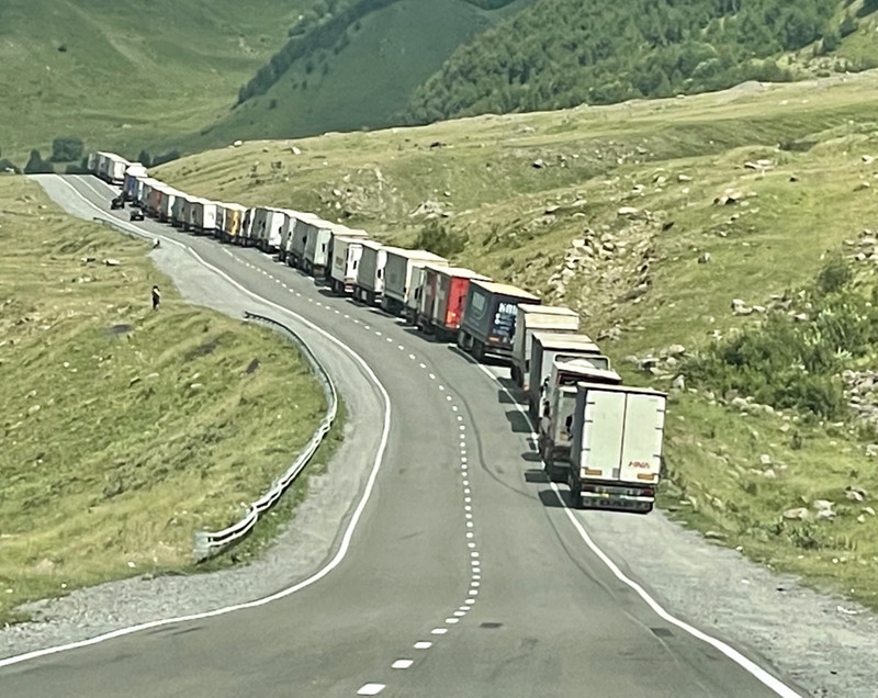 Trucks Waiting to Enter Russia